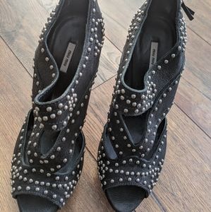 Miu Miu black studded heels worn three times